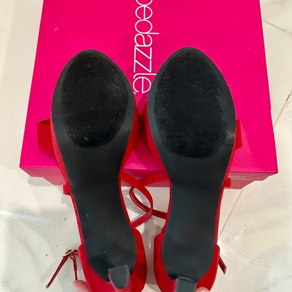 NWT Shoe Dazzle - Raschelle Platform Heeled Sandal - Size 8 - Red Color - Picture 5 of 6